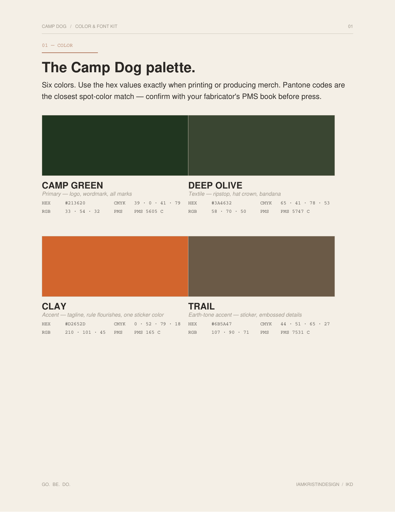Camp Dog color and font kit