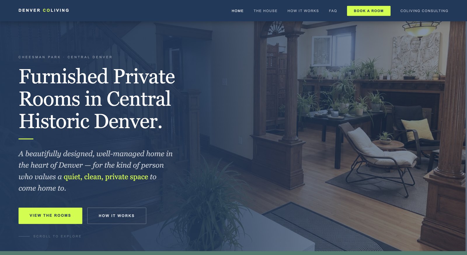 Denver Coliving website homepage