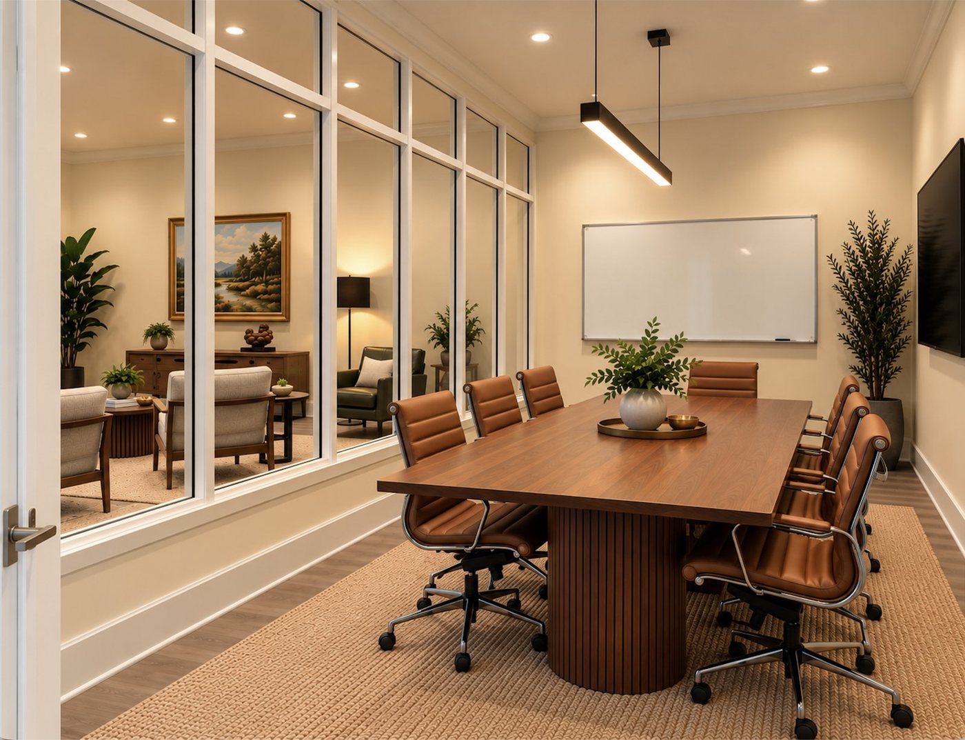 Virtual staging rendering — conference room at 750 E 9th